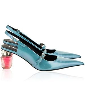 Versace Slingback Patent Leather Pumps - Blue
