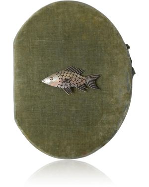 Lucia Zolea Sterling Fish Brooch - Green