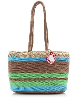 Kilometre Paris Exclusive La Isla Striped Raffia Tote Bag - Green