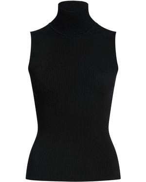 KHAITE Benita Ribbed-Knit Turtleneck Top - Black