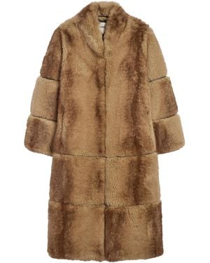 Apparis Sylke Mink Faux Fur Midi Coat - Brown