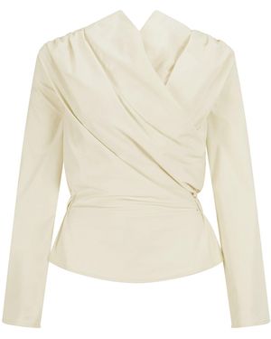 Harris Tapper Exclusive Long-Sleeved Chaimberlain Wrap Top - White