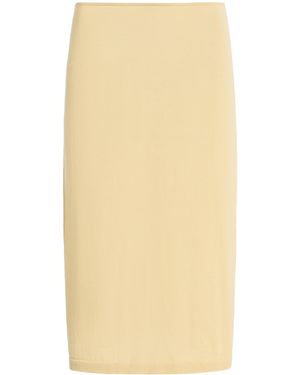 Ziah Cotton-Blend Sheer Knit Midi Skirt - Natural