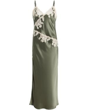 By Malene Birger Vera Lace-Detailed Satin Midi Slip Dress - Green