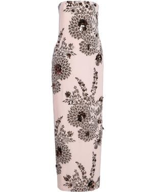 Delpozo Exclusive Appliqued Silk-Blend Jacquard Maxi Dress - Pink