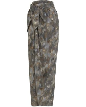 Cortana Pareo Silk Wrap Maxi Skirt - Grey