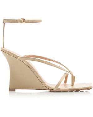 Bottega Veneta Lounge Leather Wedge Sandals - Natural