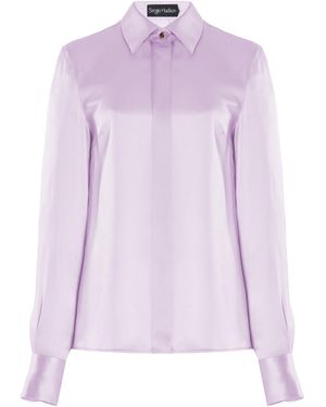 Sergio Hudson Button-Down Silk Blouse - Pink