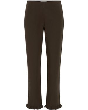 St. Agni Cotton Baby Frill Cropped Trousers - Brown