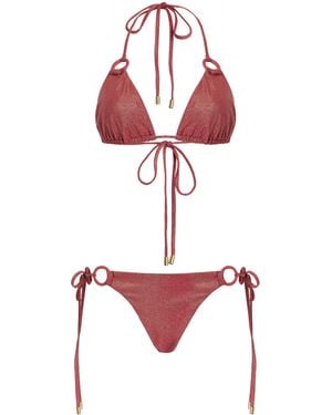 Zimmermann Rhiannon Metallic Triangle Bikini Set - Red