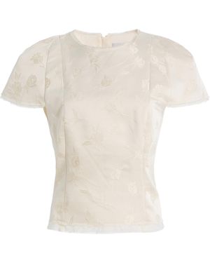 Mel Usine Nacre Falling Rose Jacquard Crop Top - White