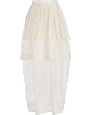 Kamperett Exclusive Canna Silk Organza Maxi Skirt - White