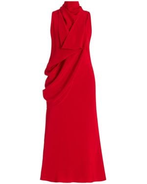 Brandon Maxwell Exclusive Frida Draped Silk-crepe Midi Dress - Red