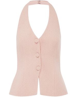 LEO LIN Millie Tweed Top - Pink