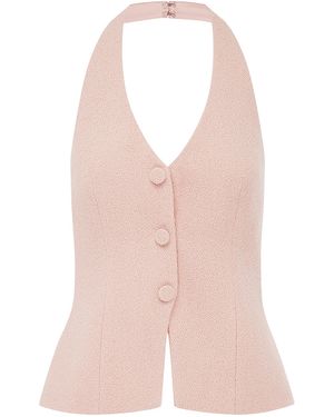 LEO LIN Millie Tweed Top - Pink
