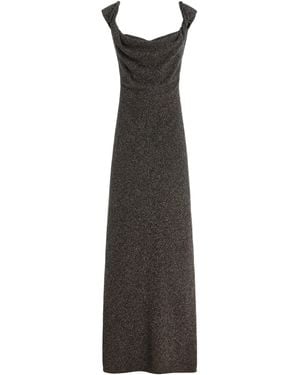 The Row Pentaru Twisted Silk-Wool Tweed Maxi Dress - Gray