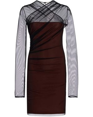 Nensi Dojaka Draped Tulle Mini Dress - Brown