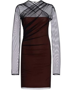 Nensi Dojaka Draped Tulle Mini Dress - Brown