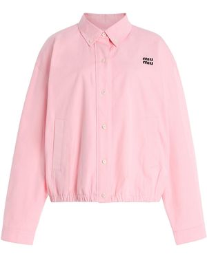 Miu Miu Cotton-Poplin Blouson Jacket - Pink