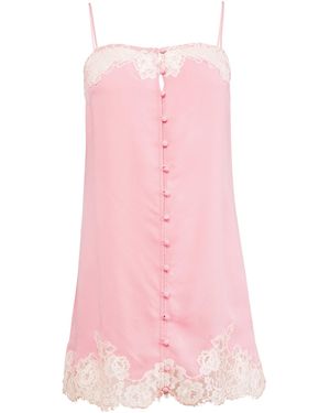 Fleur du Mal Lace-Trimmed Silk Georgette Slip Dress - Pink