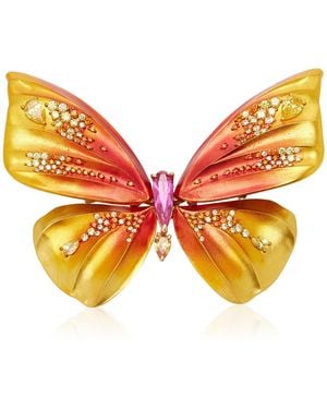 Anabela Chan Magma Butterfly 18k Yellow Gold Sapphire Brooch - Orange