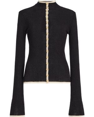 Third Form Bound Linen-blend Knit Cardigan - Black