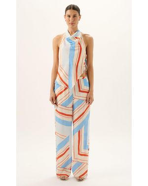 ROAME. Miles Mid-Rise Wide-Leg Printed Trousers - White