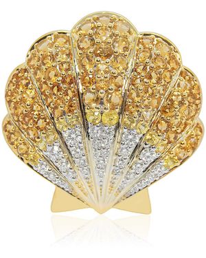 Ashna Mehta Seashell 18K Diamond And Citrine Bag Charm - Metallic