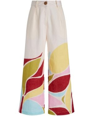 Cala De La Cruz Exclusive Riviera Ariana Linen Trousers - White