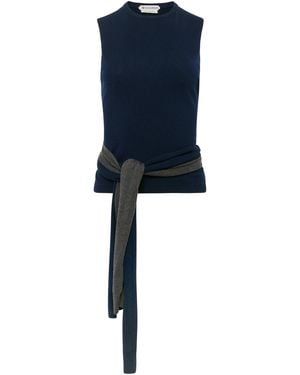 JW Anderson Waist-Tie Cotton-Cashmere Tank Top - Blue