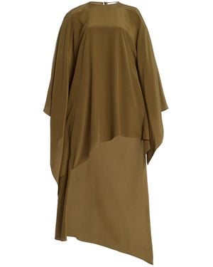 Michael Kors Asymmetric Silk Crepe De Chine Caftan Top - Green