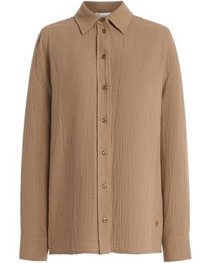 ÉTERNE Constance Cotton Shirt - Brown