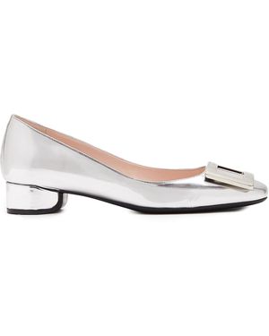 Roger Vivier Mirrored-Leather Flats - White