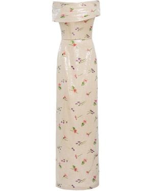 Greta Constantine Corlux Embellished Gown - Natural