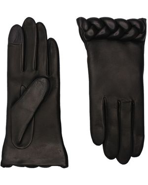 Agnelle Edith Leather Gloves - Black