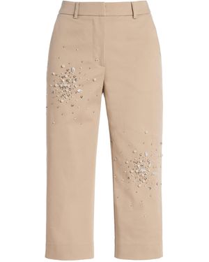 DES_PHEMMES Exclusive Riviera Embellished Cotton-blend Capri Pants - Natural