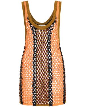 DIOTIMA Dennis Marina Cotton Crystal-mesh Top - Orange
