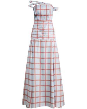 Emilia Wickstead Estella Grid Wool Maxi Dress - White