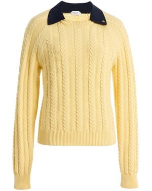 Versace Cable-Knit Cotton Sweater - Yellow