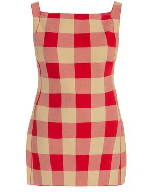 High Sport Exclusive Asher Gingham Cotton-blend Knit Apron Top - Red