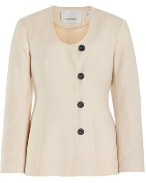 House of Dagmar Collarless Wool-blend Blazer - Natural