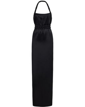 Bevza Kosa Rope-Detailed Satin Maxi Halter Dress - Black