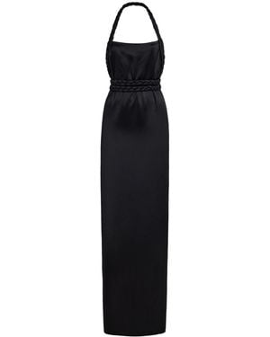 Bevza Kosa Rope-Detailed Satin Maxi Halter Dress - Black