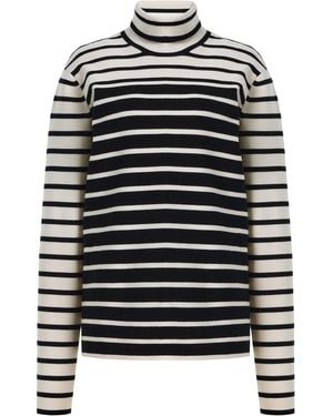 TOTEME Striped Wool Turtleneck Jumper - Black