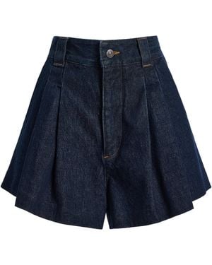 FRAME The Structural Pleated Denim Shorts - Blue