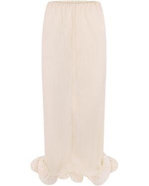 TG Botanical Kati Flounced Cotton-Blend Midi Skirt - White