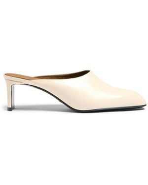KHAITE Colt Leather Mules - White