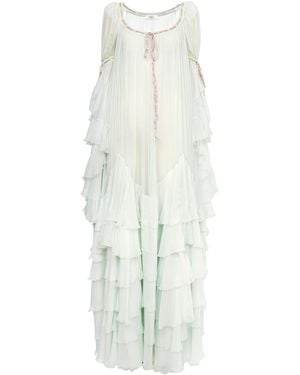 Chloé Flou Ruffled Organic Silk Mousseline Gown - White