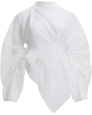 Aje. Shari Sheer Asymmetric Blouse - White