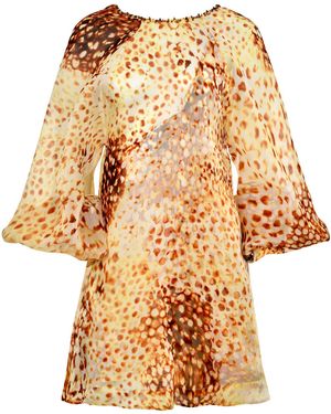 Francesca Miranda Dune Long Sleeve Silk Mini Dress - Metallic